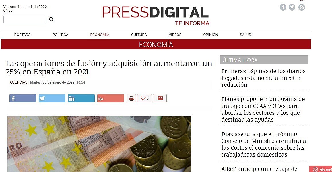 Las operaciones de fusin y adquisicin aumentaron un 25% en Espaa en 2021